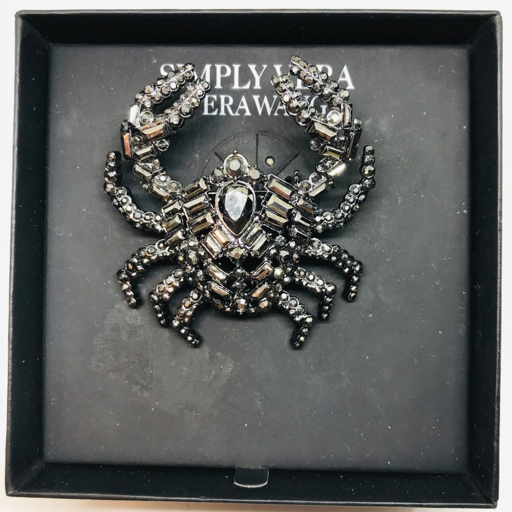 Vera Wang Grey Rhinestone Crab Brooch